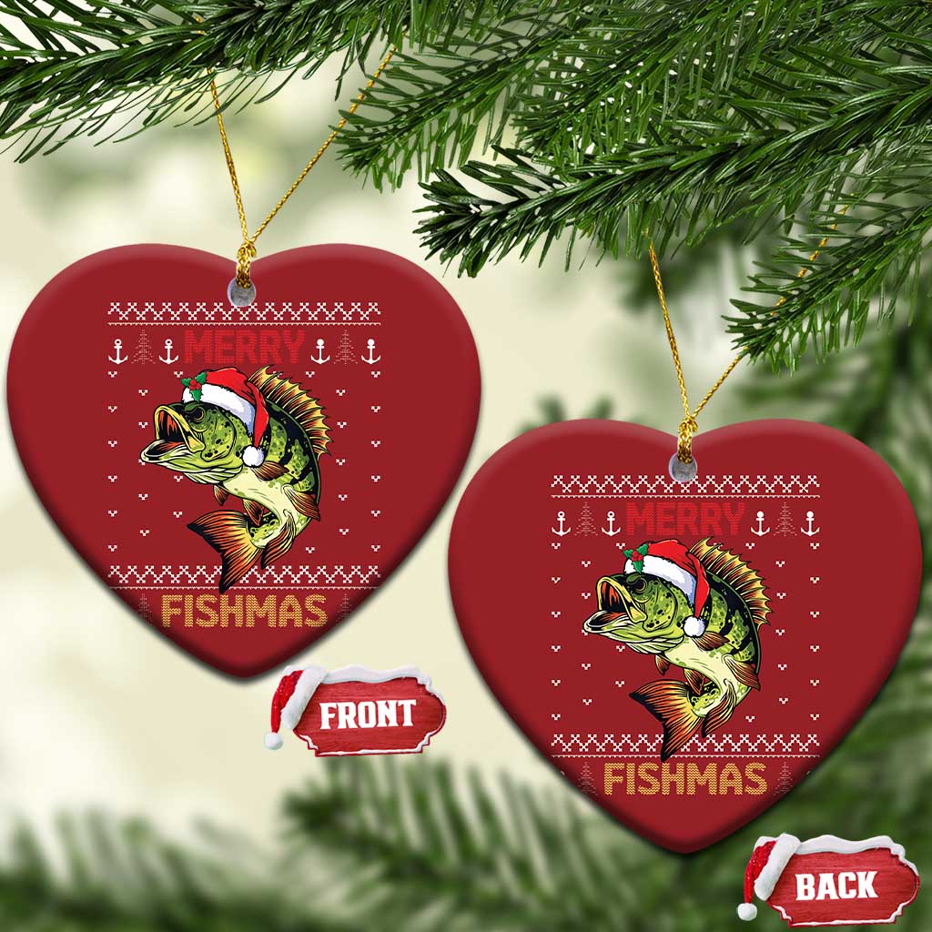 Fishing Christmas Ornament Merry Fishmas Bass Fish Ugly Sweater TS10