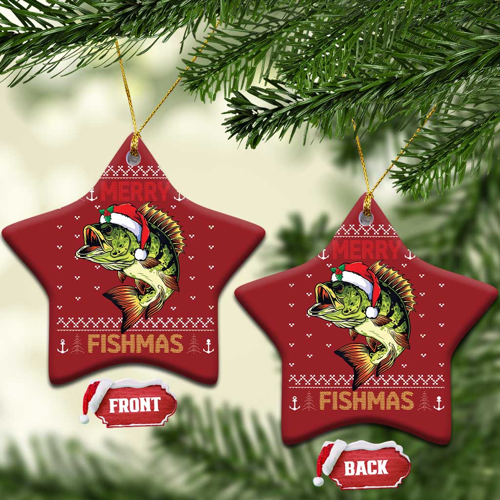 Fishing Christmas Ornament Merry Fishmas Bass Fish Ugly Sweater TS10