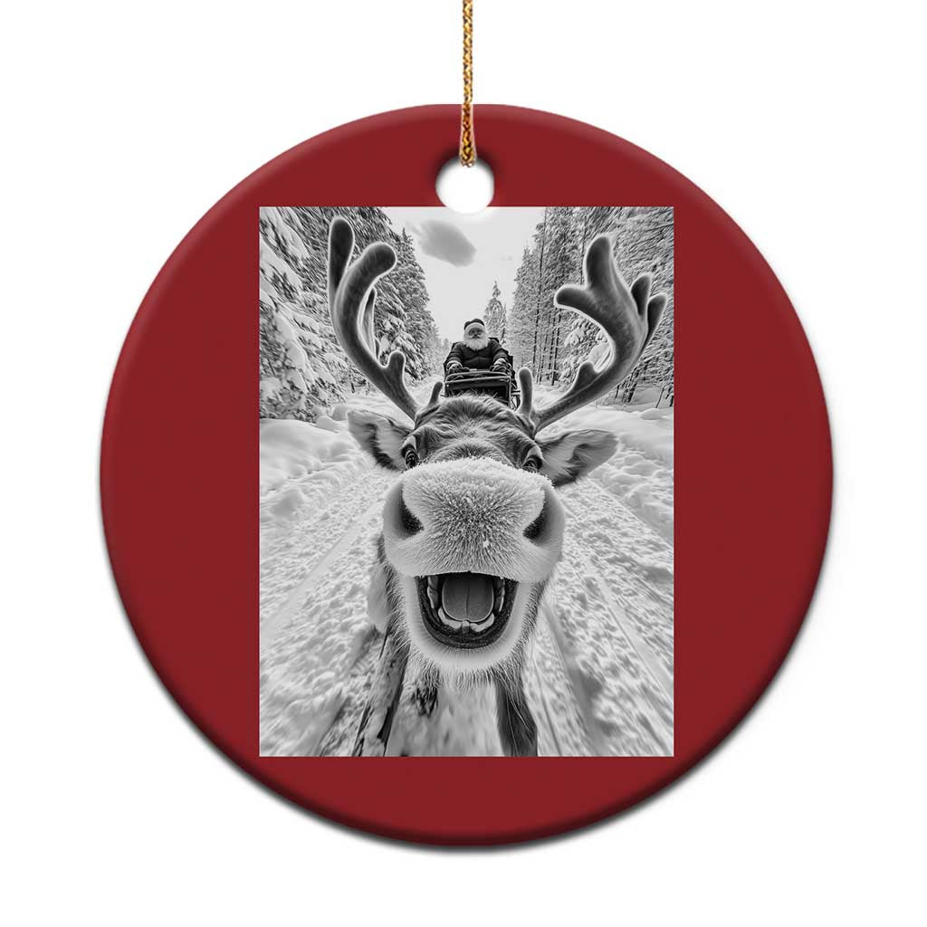 Funny Reindeer Selfie Christmas Ornament TS10