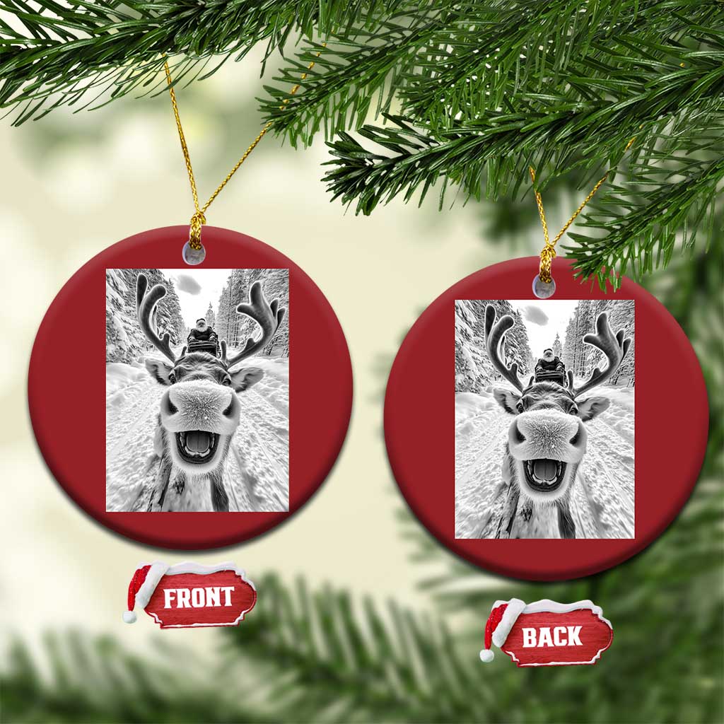 Funny Reindeer Selfie Christmas Ornament TS10