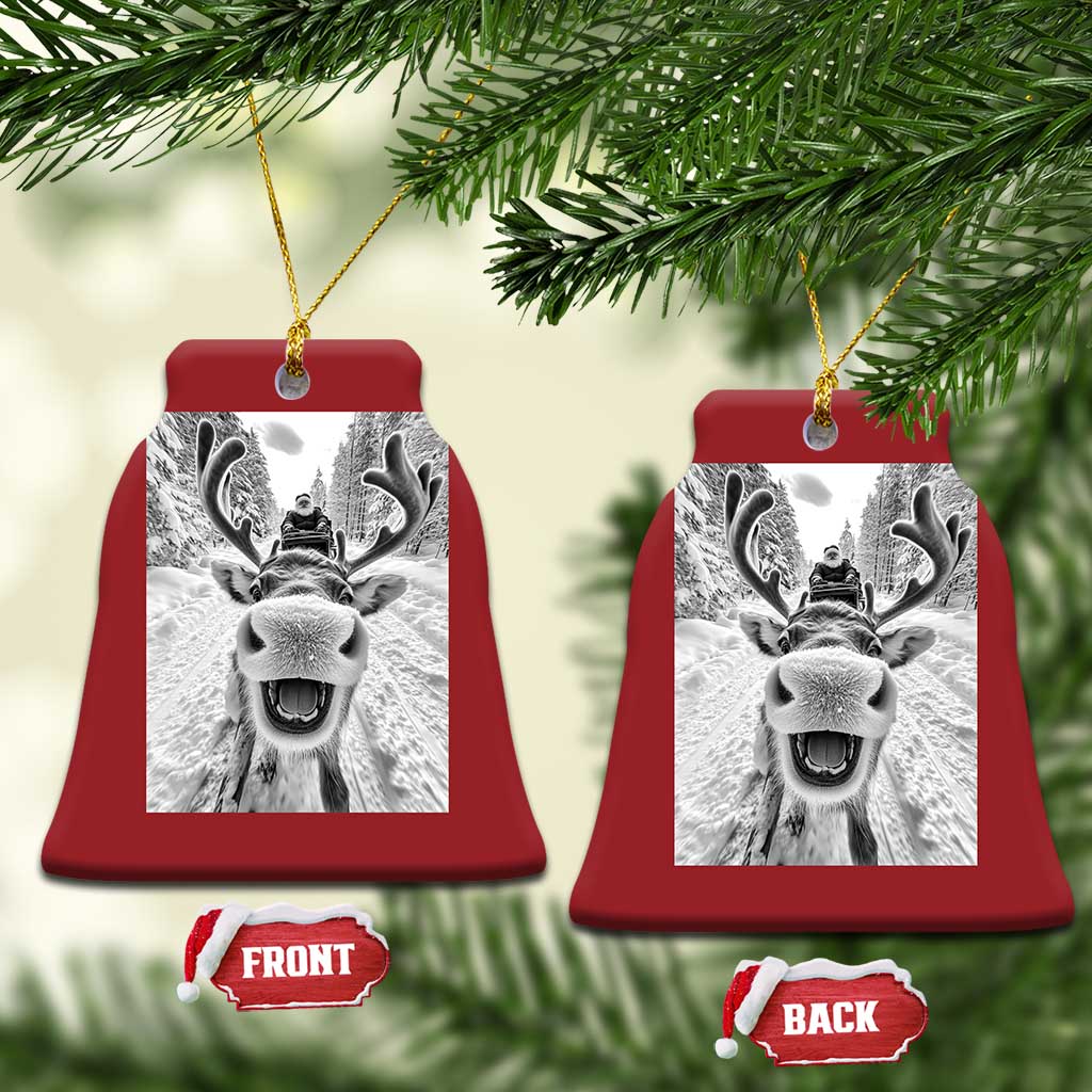 Funny Reindeer Selfie Christmas Ornament TS10