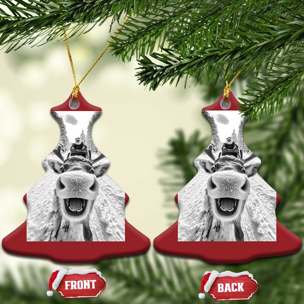 Funny Reindeer Selfie Christmas Ornament TS10