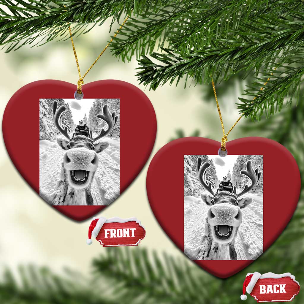 Funny Reindeer Selfie Christmas Ornament TS10