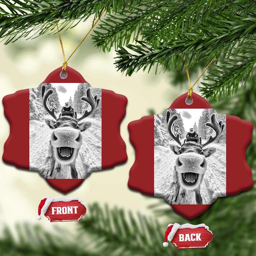 Funny Reindeer Selfie Christmas Ornament TS10