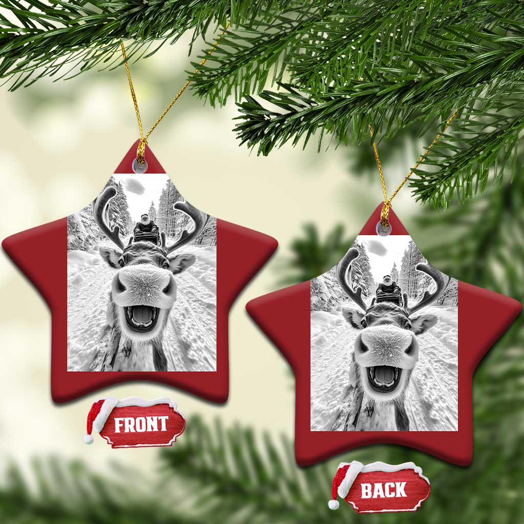 Funny Reindeer Selfie Christmas Ornament TS10