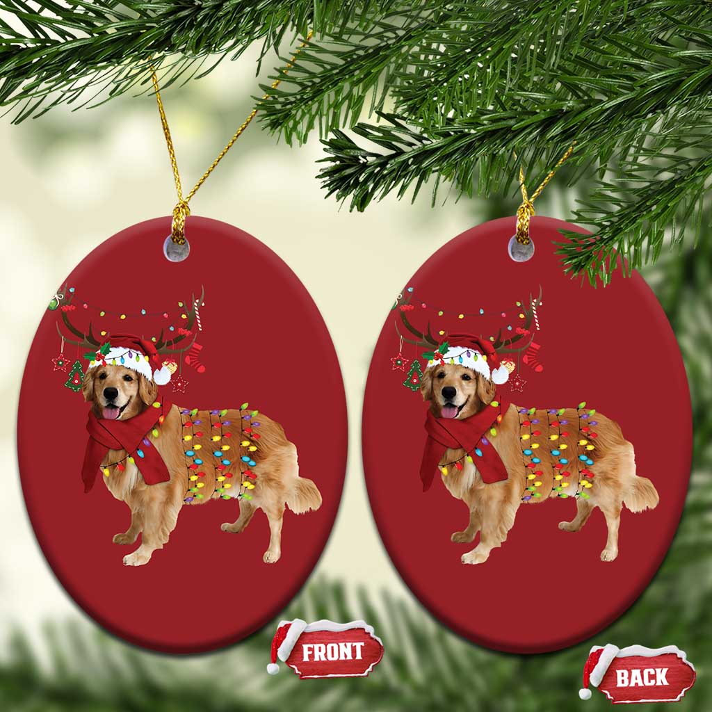Golden Retriever Xmas Christmas Ornament Gift for Dog Lover Happy New Year Xmas Lights TS10