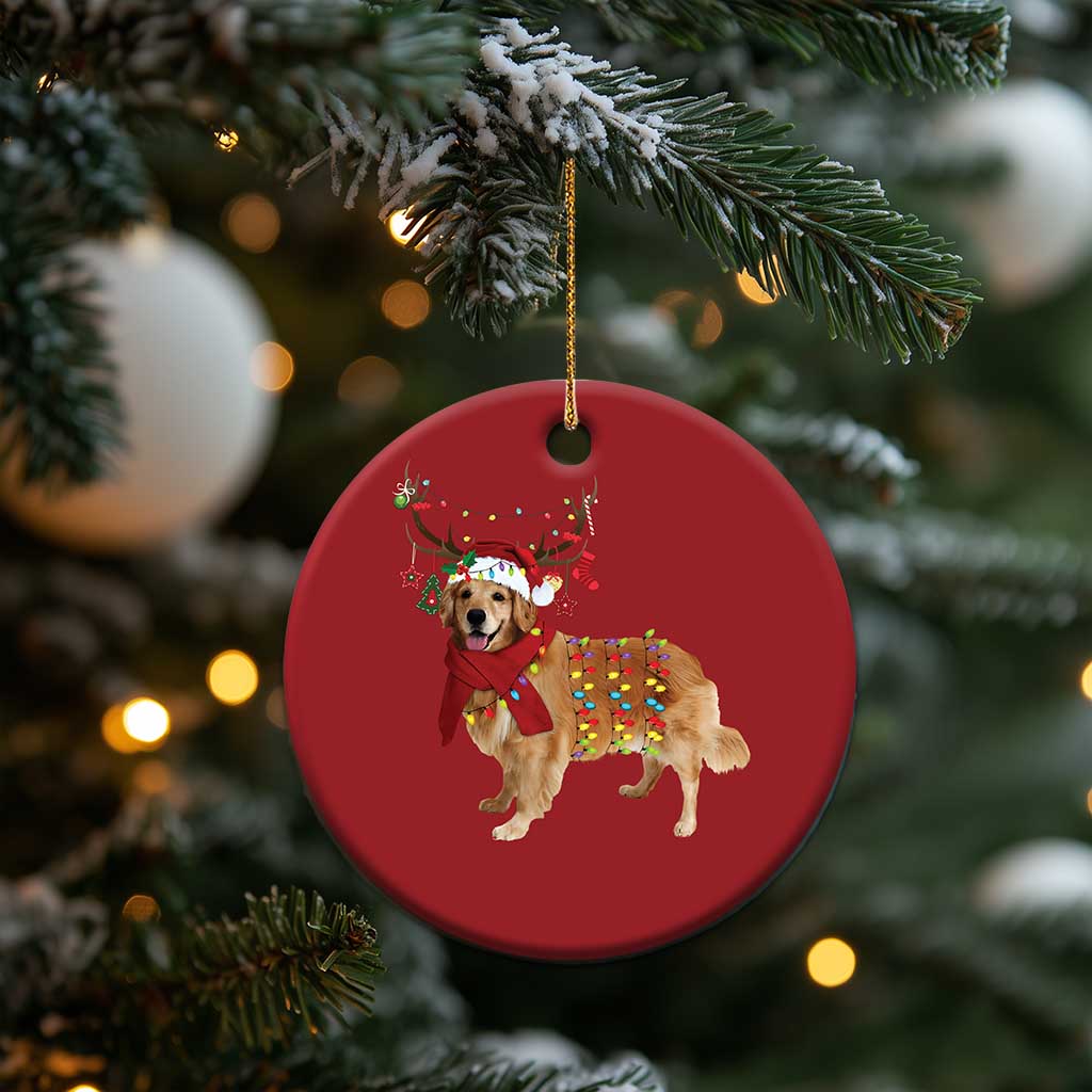 Golden Retriever Xmas Christmas Ornament Gift for Dog Lover Happy New Year Xmas Lights TS10