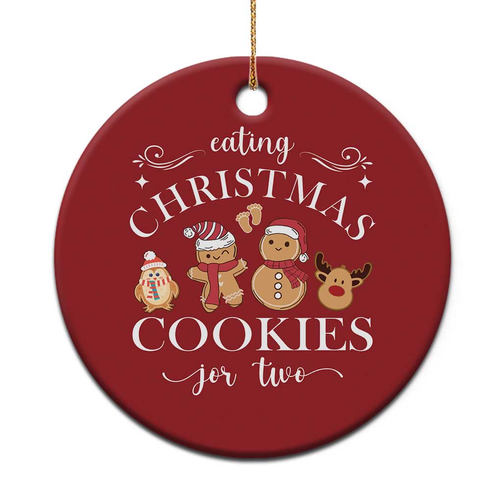 Pregnancy Announcement Christmas Ornament Eating Xmas Cookies For Two Maternity Gift TS10