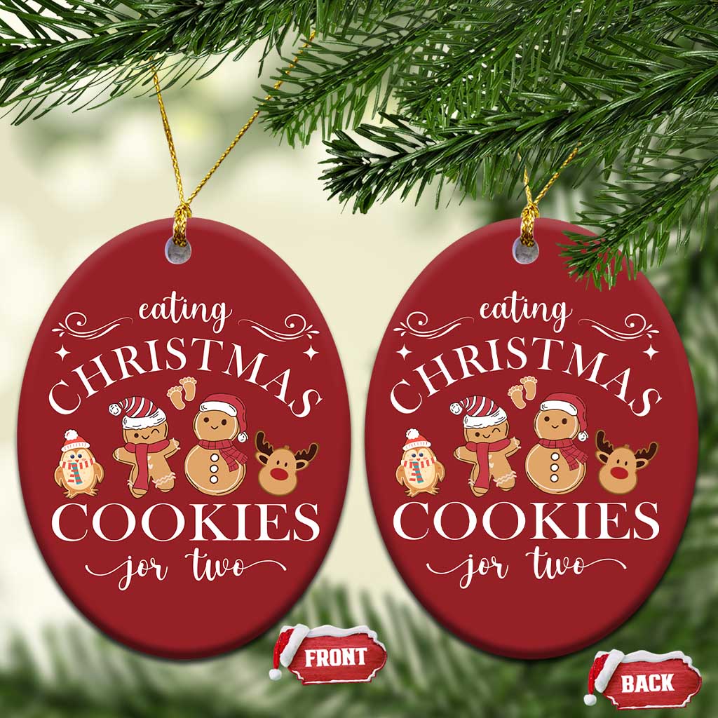 Pregnancy Announcement Christmas Ornament Eating Xmas Cookies For Two Maternity Gift TS10