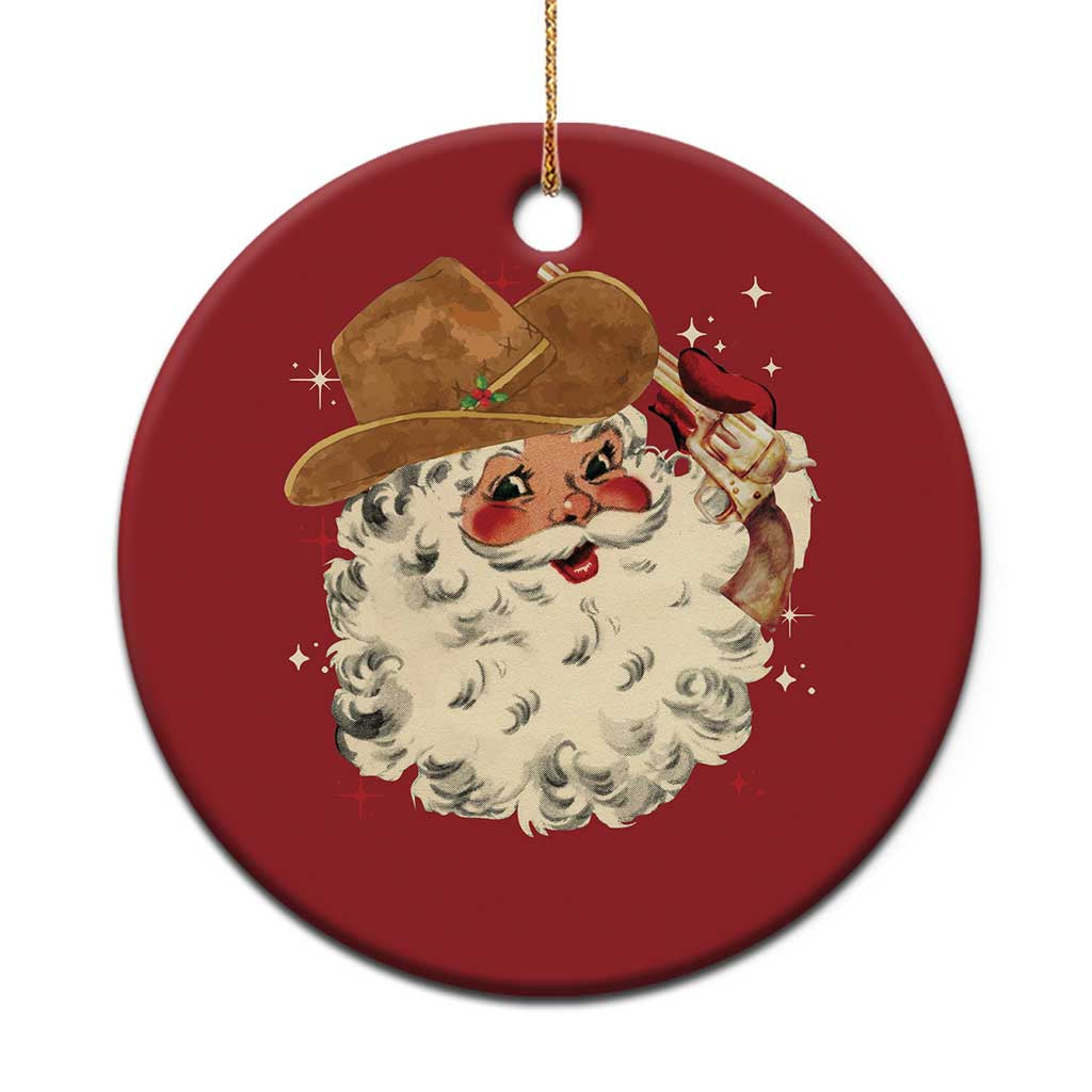 Cowboy Christmas Ornament Santa Claus Merry Xmas Vintage 90s Western Country TS10