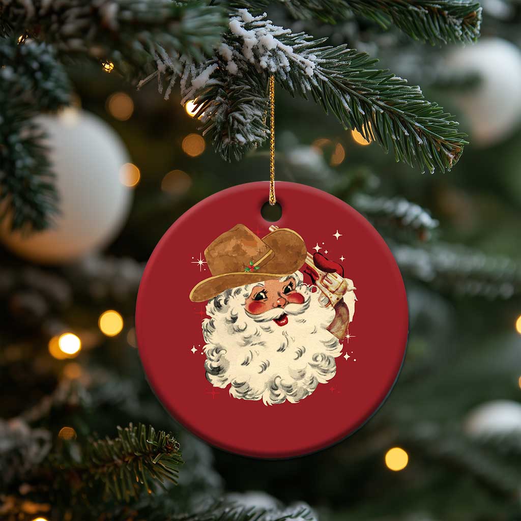 Cowboy Christmas Ornament Santa Claus Merry Xmas Vintage 90s Western Country TS10