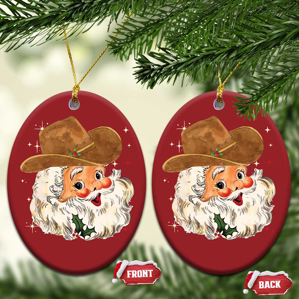 Cowboy Christmas Ornament Santa Claus Vintage 90s Western Country Music Outfit TS10