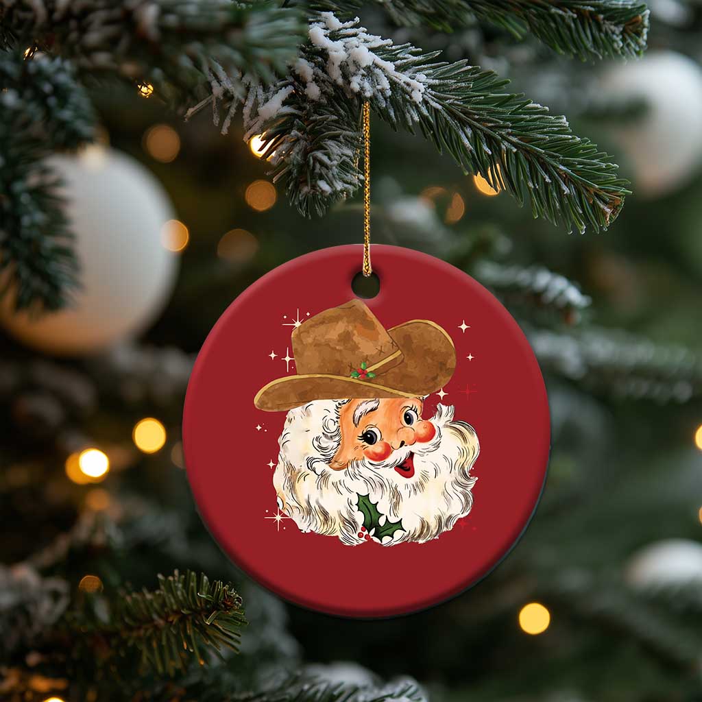 Cowboy Christmas Ornament Santa Claus Vintage 90s Western Country Music Outfit TS10