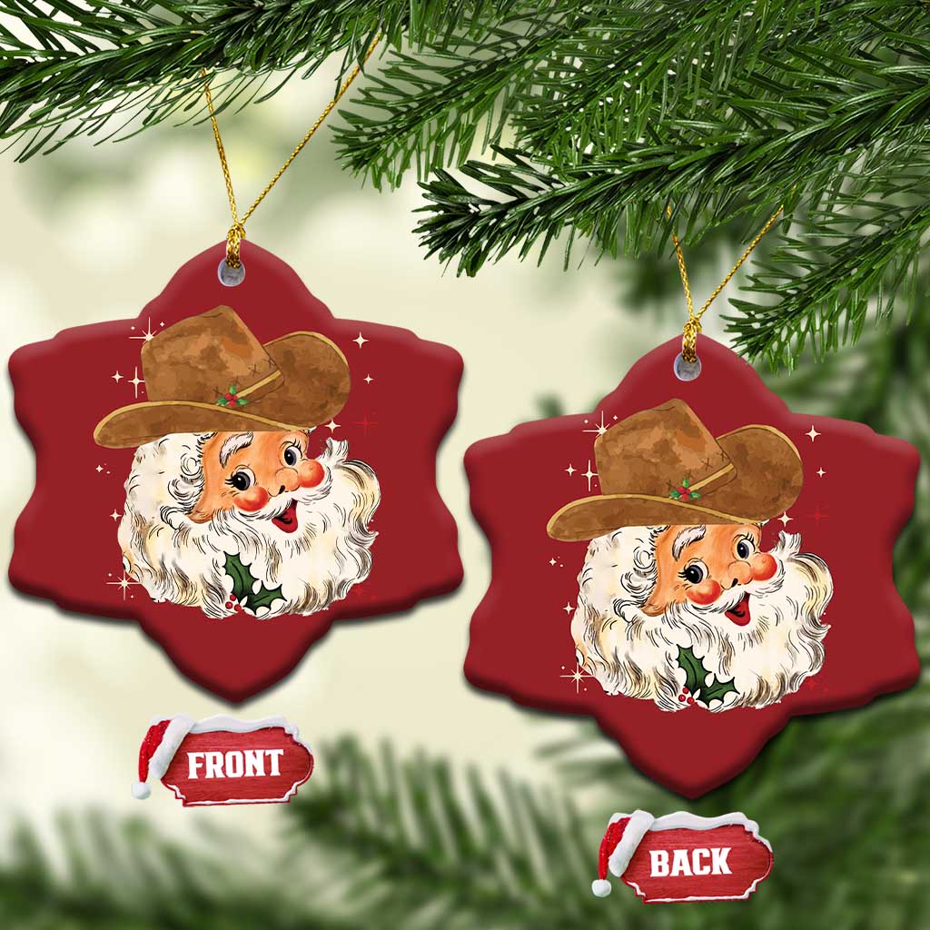 Cowboy Christmas Ornament Santa Claus Vintage 90s Western Country Music Outfit TS10