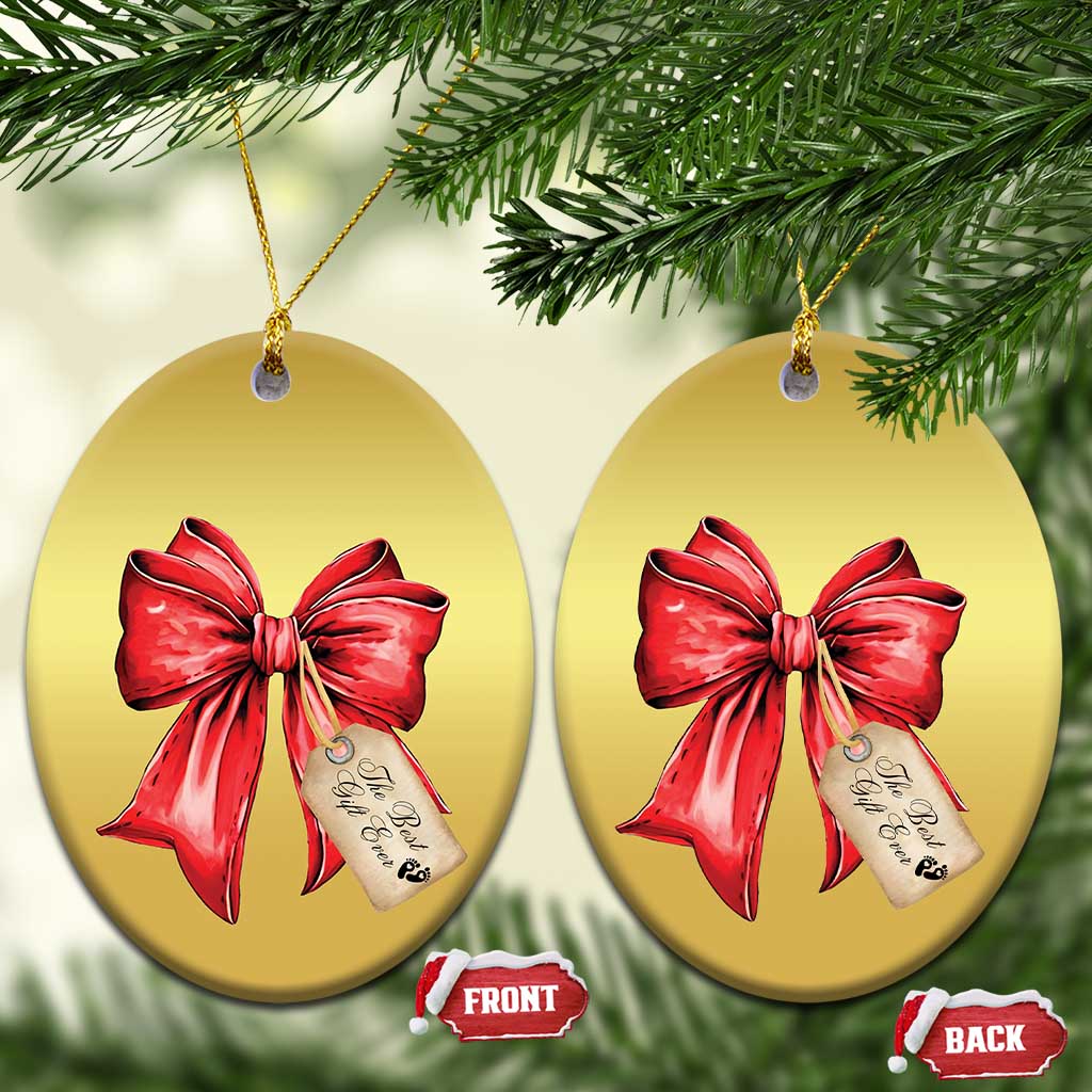 Pregnancy Announcement Christmas Ornament Coquette Bow Xmas Maternity Gift TS10