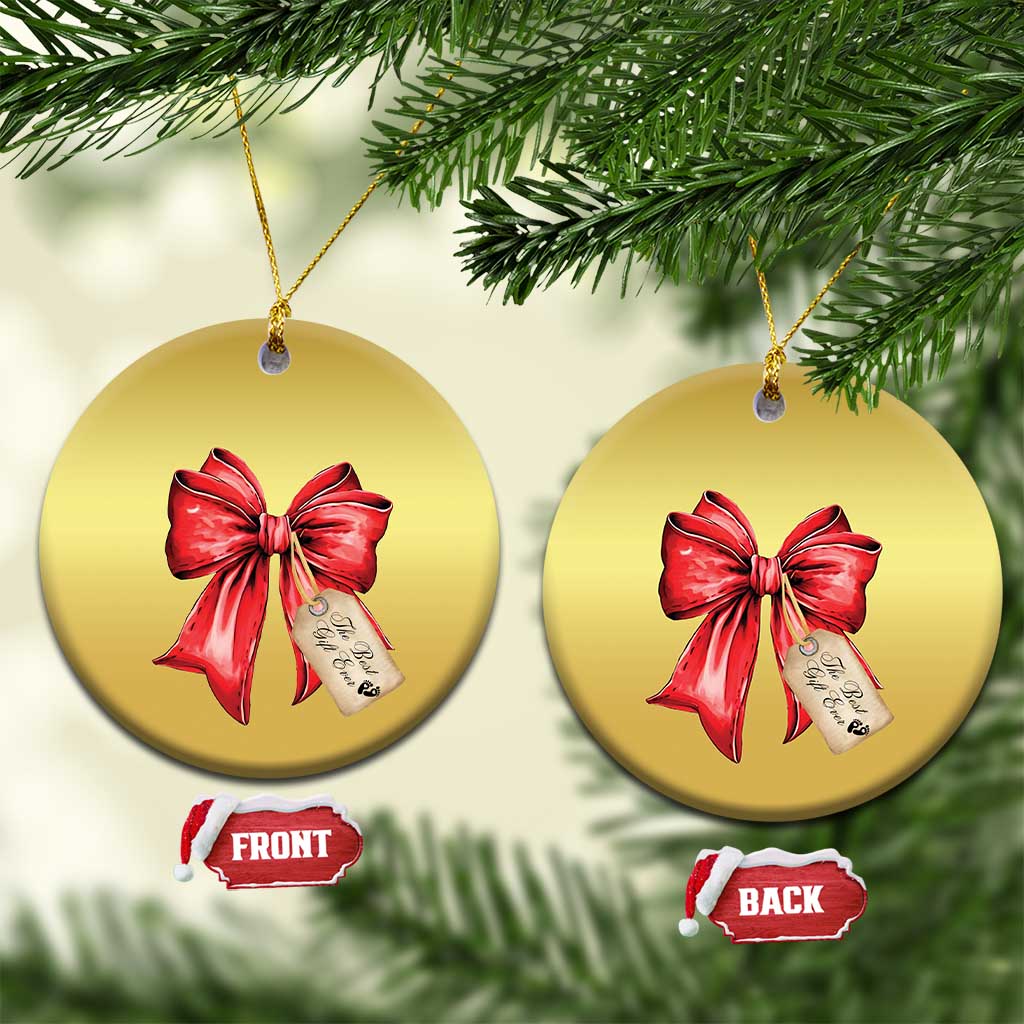 Pregnancy Announcement Christmas Ornament Coquette Bow Xmas Maternity Gift TS10