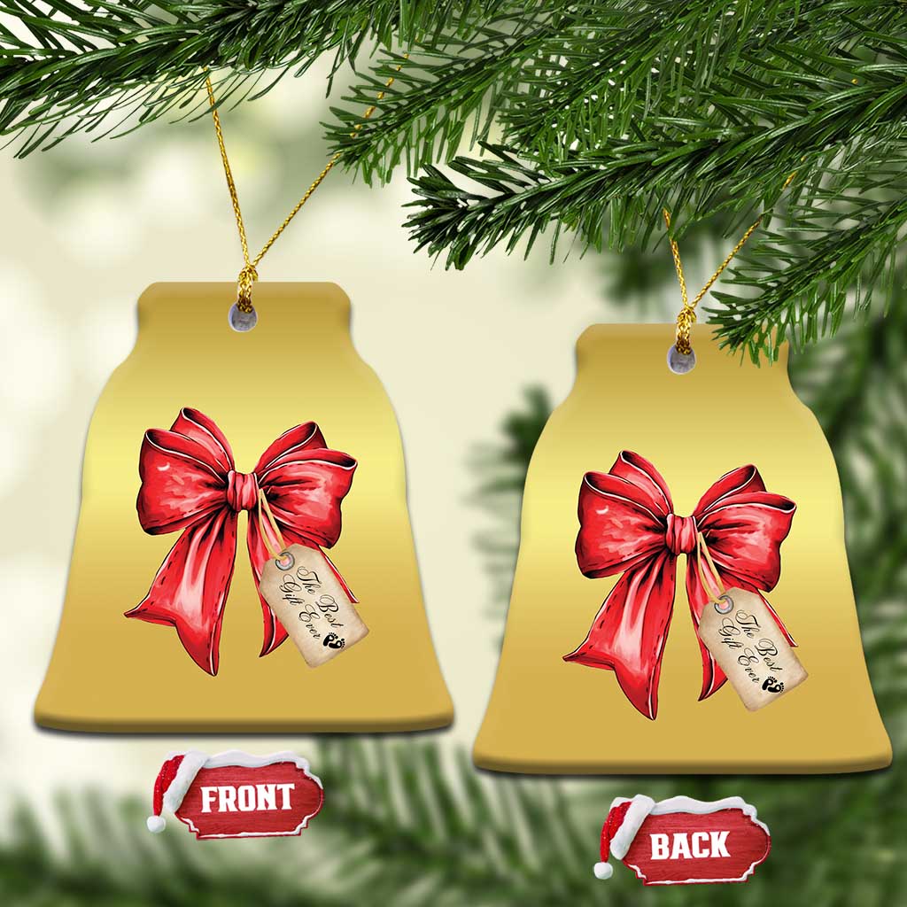 Pregnancy Announcement Christmas Ornament Coquette Bow Xmas Maternity Gift TS10
