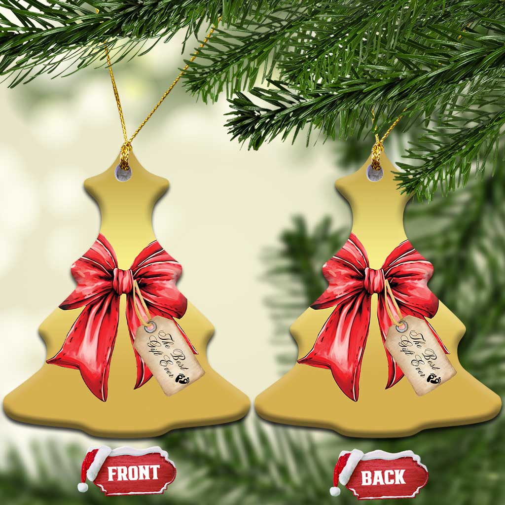Pregnancy Announcement Christmas Ornament Coquette Bow Xmas Maternity Gift TS10