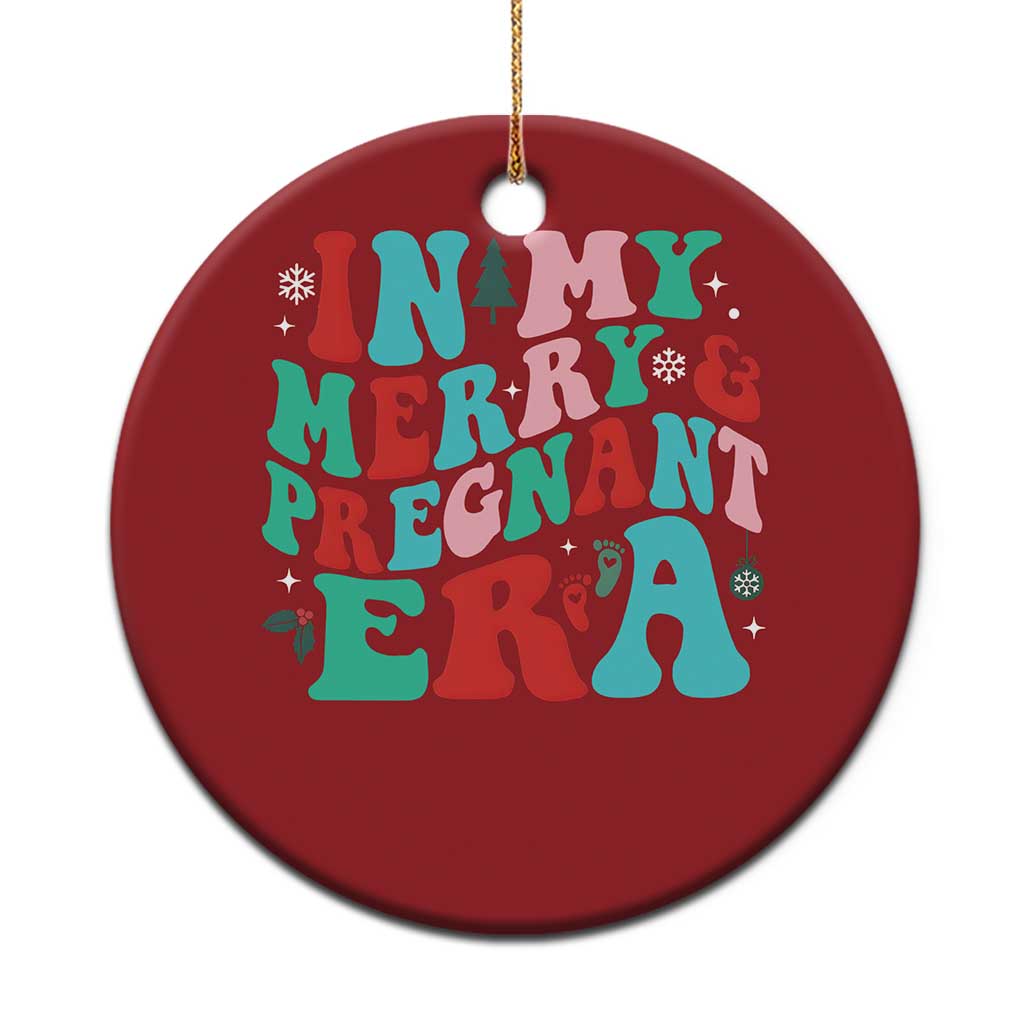 Pregnancy Announcement Christmas Ornament Merry & Pregnant Era Cute Groovy Christmas Holiday Xmas TS10