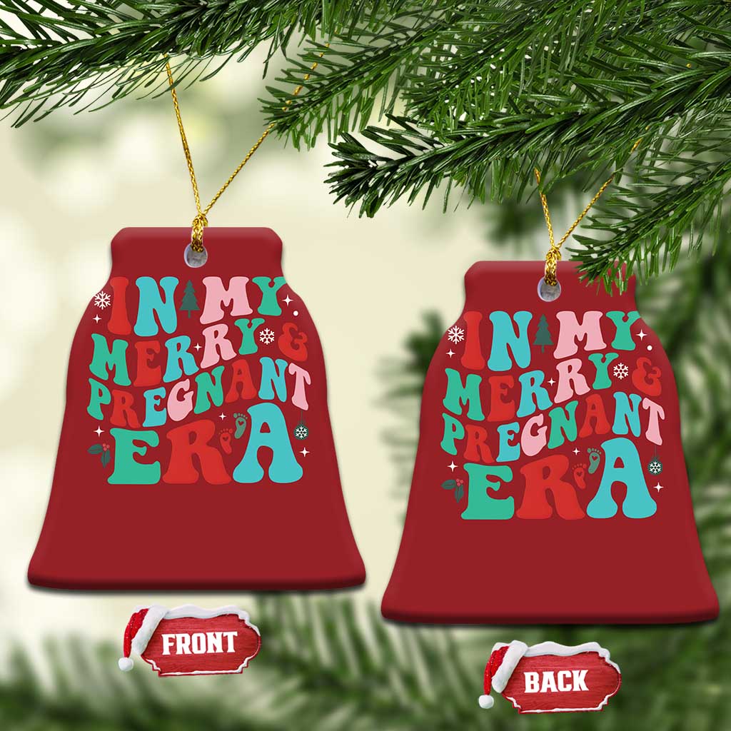 Pregnancy Announcement Christmas Ornament Merry & Pregnant Era Cute Groovy Christmas Holiday Xmas TS10