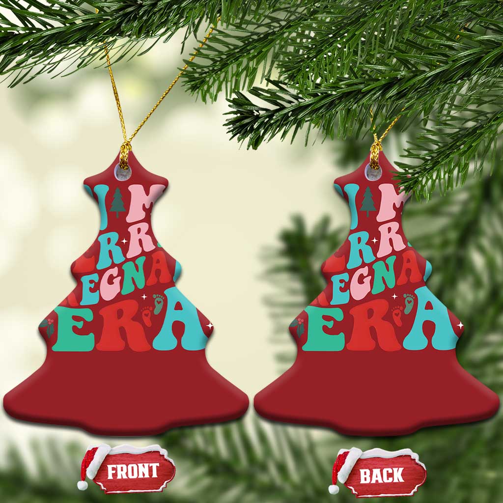 Pregnancy Announcement Christmas Ornament Merry & Pregnant Era Cute Groovy Christmas Holiday Xmas TS10