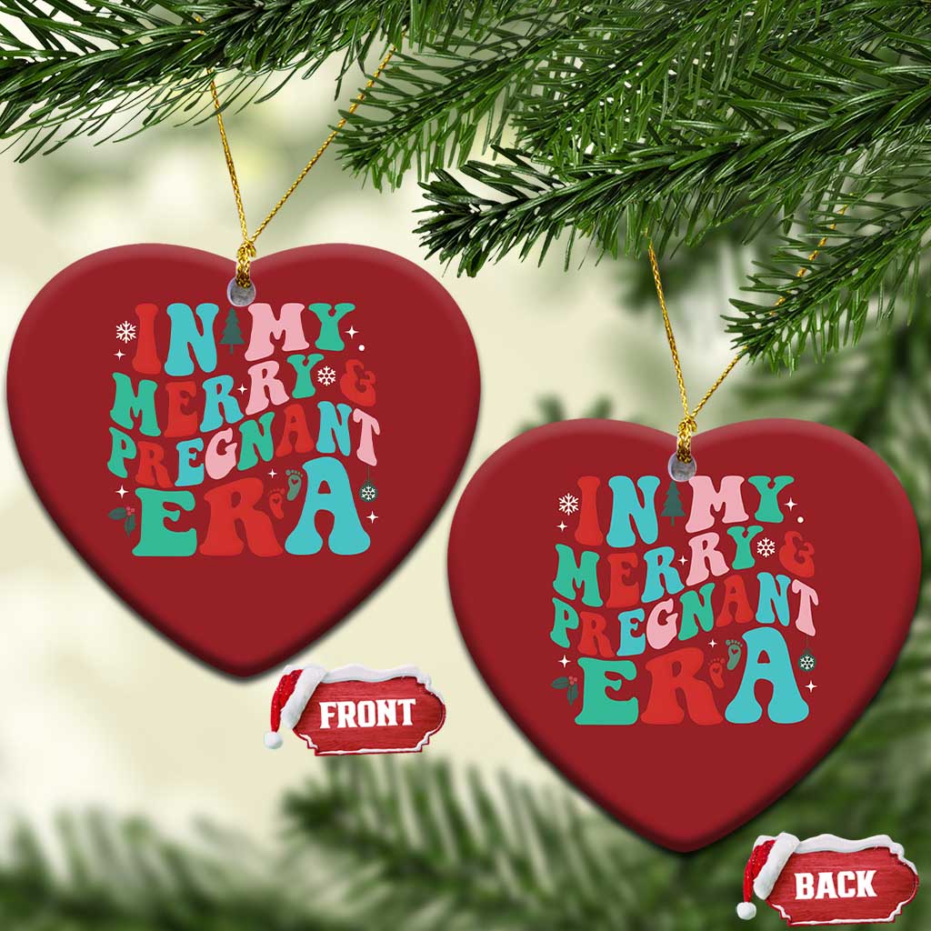 Pregnancy Announcement Christmas Ornament Merry & Pregnant Era Cute Groovy Christmas Holiday Xmas TS10