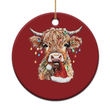 Xmas Cow Christmas Ornament Highland Cow Lights Santa Hats Farm Xmas TS10