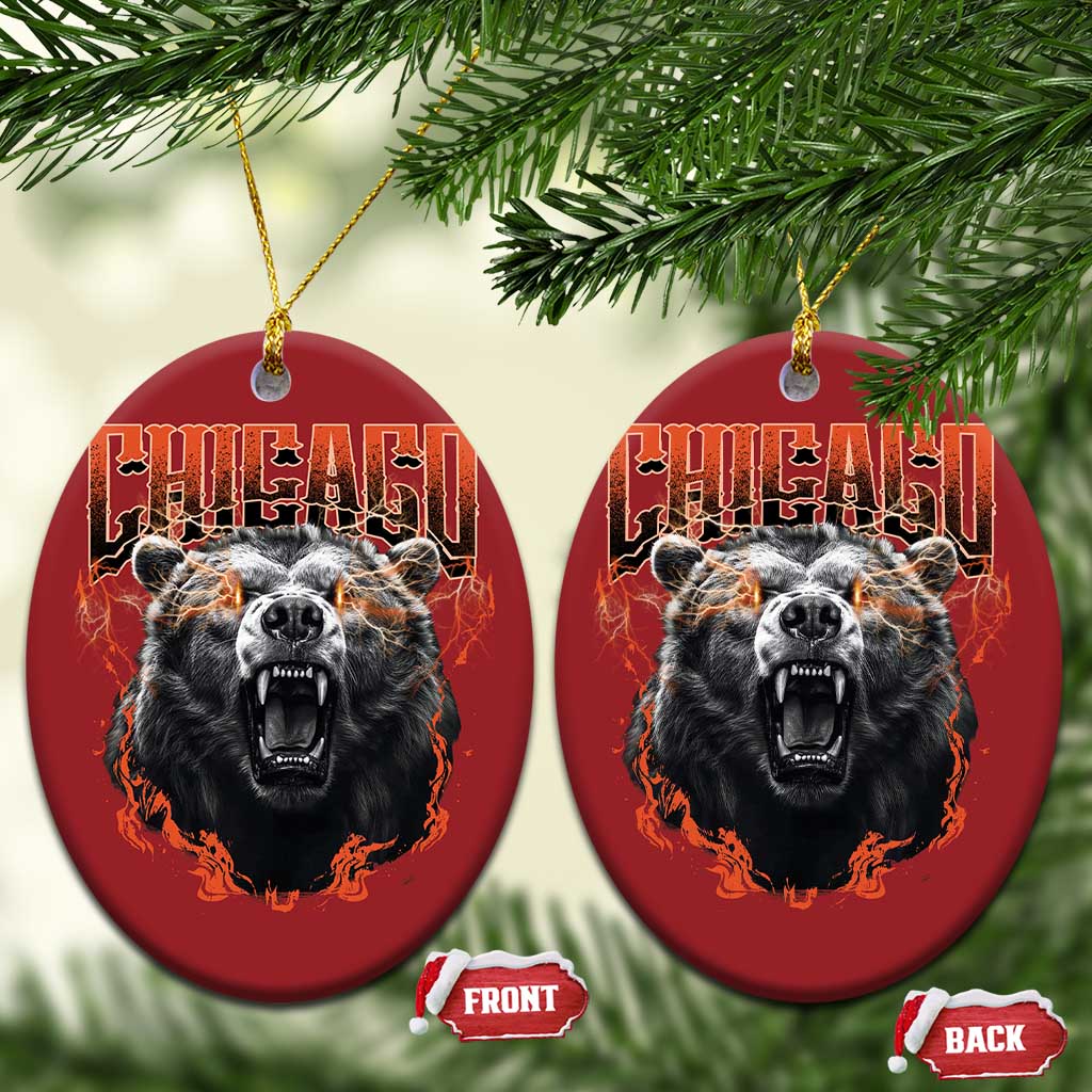 Vintage Chicago Christmas Ornament Retro Graphic Wild Bear Streetwear Bootleg TS10