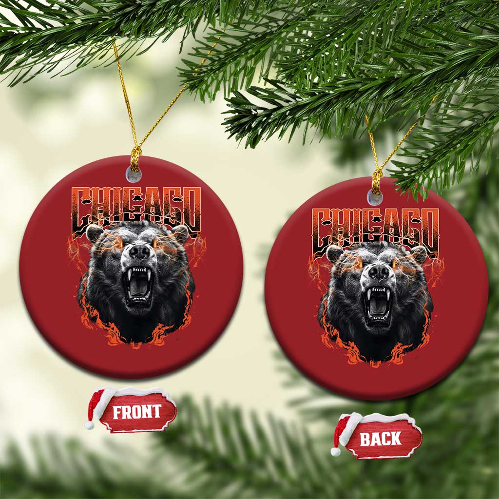 Vintage Chicago Christmas Ornament Retro Graphic Wild Bear Streetwear Bootleg TS10