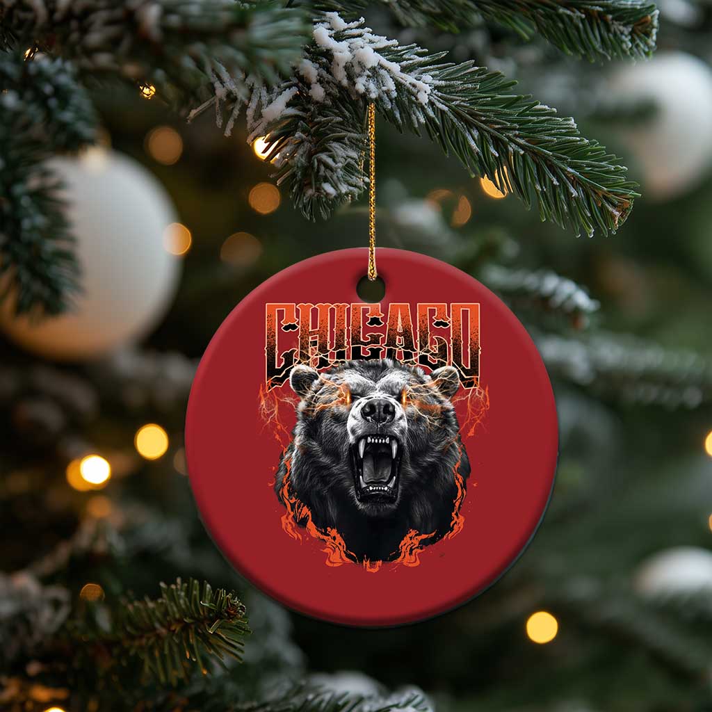 Vintage Chicago Christmas Ornament Retro Graphic Wild Bear Streetwear Bootleg TS10