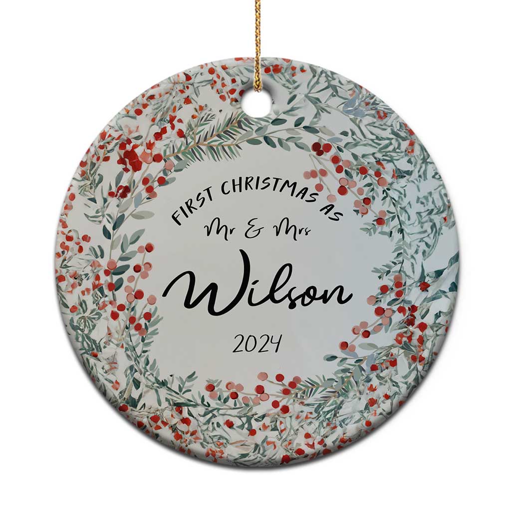 Personalised First Xmas as Mr & Mrs Christmas Ornament Custom Name Wedding Gifts for Newlywed Couple TS10