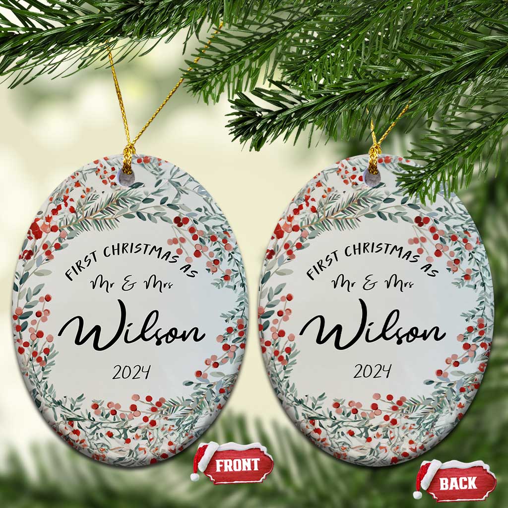 Personalised First Xmas as Mr & Mrs Christmas Ornament Custom Name Wedding Gifts for Newlywed Couple TS10