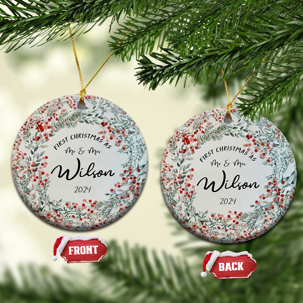Personalised First Xmas as Mr & Mrs Christmas Ornament Custom Name Wedding Gifts for Newlywed Couple TS10