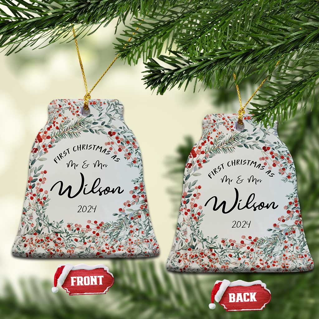 Personalised First Xmas as Mr & Mrs Christmas Ornament Custom Name Wedding Gifts for Newlywed Couple TS10