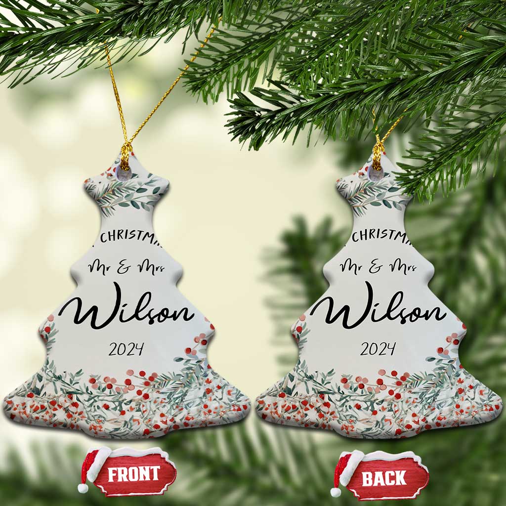 Personalised First Xmas as Mr & Mrs Christmas Ornament Custom Name Wedding Gifts for Newlywed Couple TS10