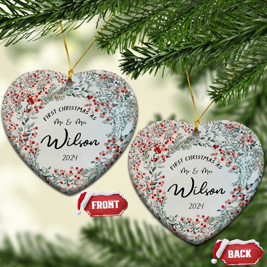 Personalised First Xmas as Mr & Mrs Christmas Ornament Custom Name Wedding Gifts for Newlywed Couple TS10