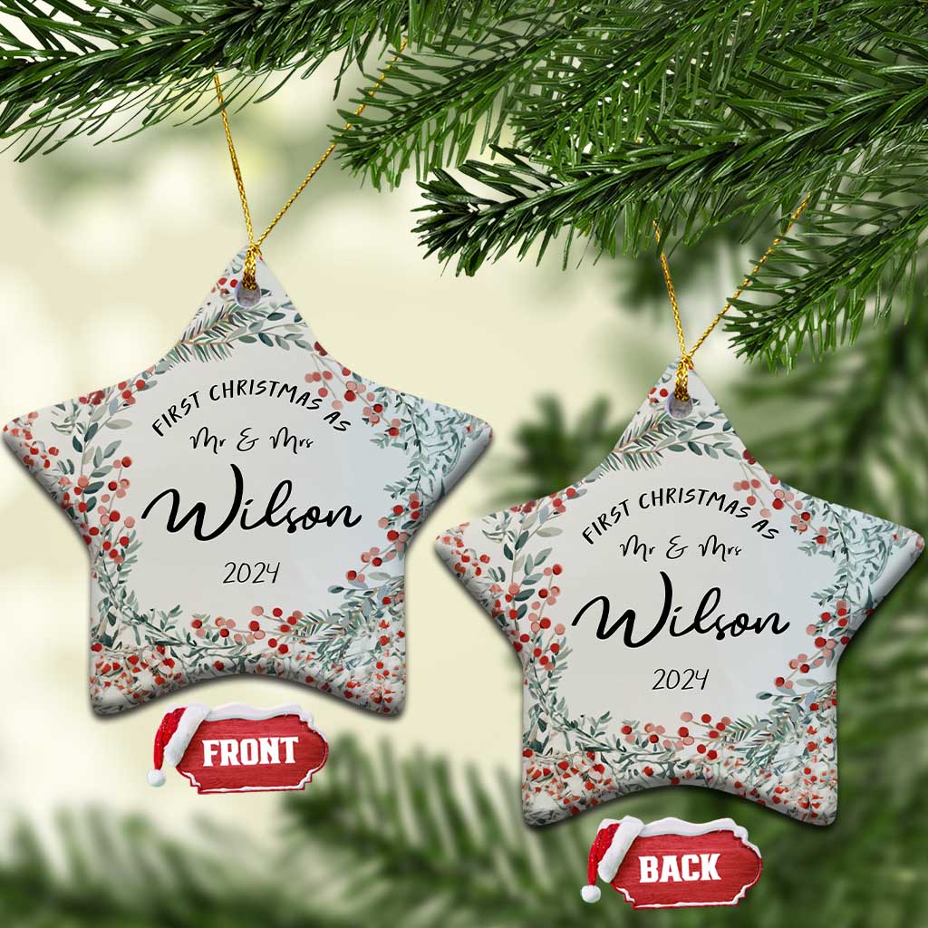 Personalised First Xmas as Mr & Mrs Christmas Ornament Custom Name Wedding Gifts for Newlywed Couple TS10