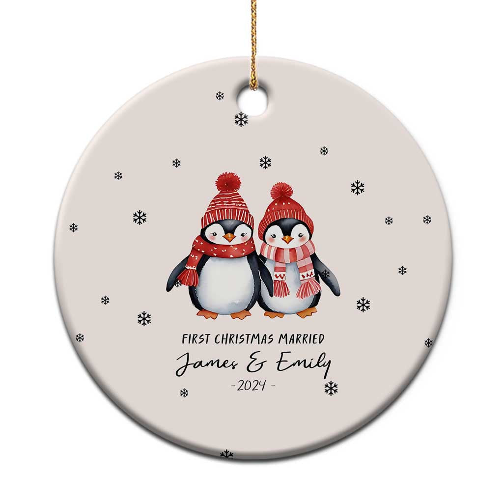 Personalised First Xmas Married Christmas Ornament Custom Name 2024 Keepsake Wedding Gifts for Couple Her or Him TS10