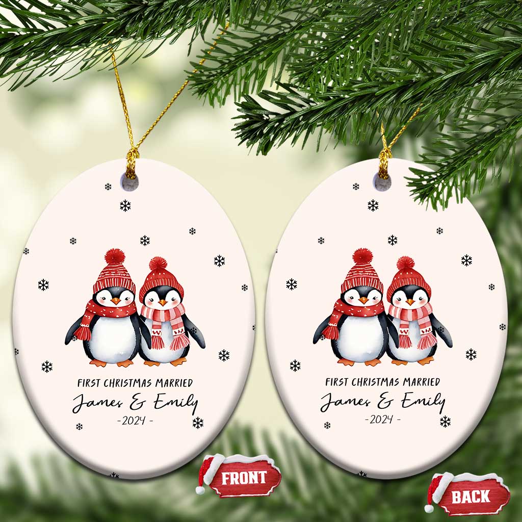 Personalised First Xmas Married Christmas Ornament Custom Name 2024 Keepsake Wedding Gifts for Couple Her or Him TS10
