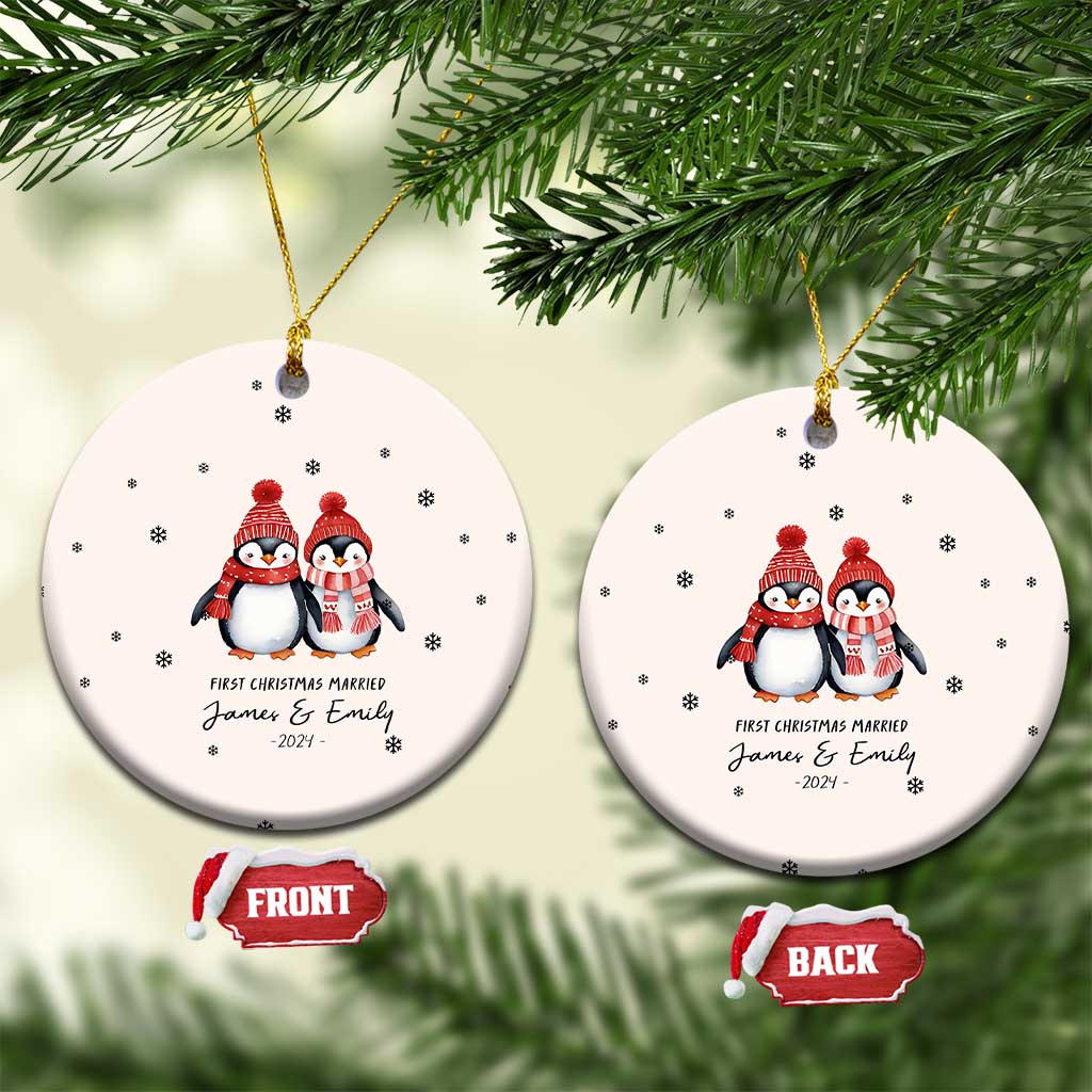 Personalised First Xmas Married Christmas Ornament Custom Name 2024 Keepsake Wedding Gifts for Couple Her or Him TS10