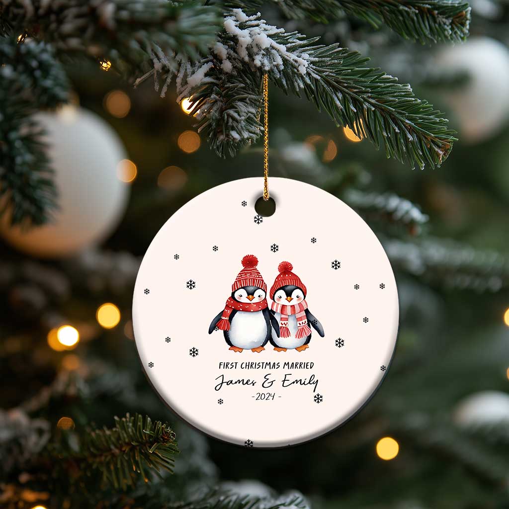 Personalised First Xmas Married Christmas Ornament Custom Name 2024 Keepsake Wedding Gifts for Couple Her or Him TS10