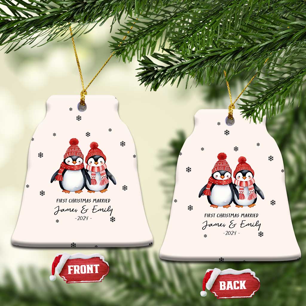 Personalised First Xmas Married Christmas Ornament Custom Name 2024 Keepsake Wedding Gifts for Couple Her or Him TS10