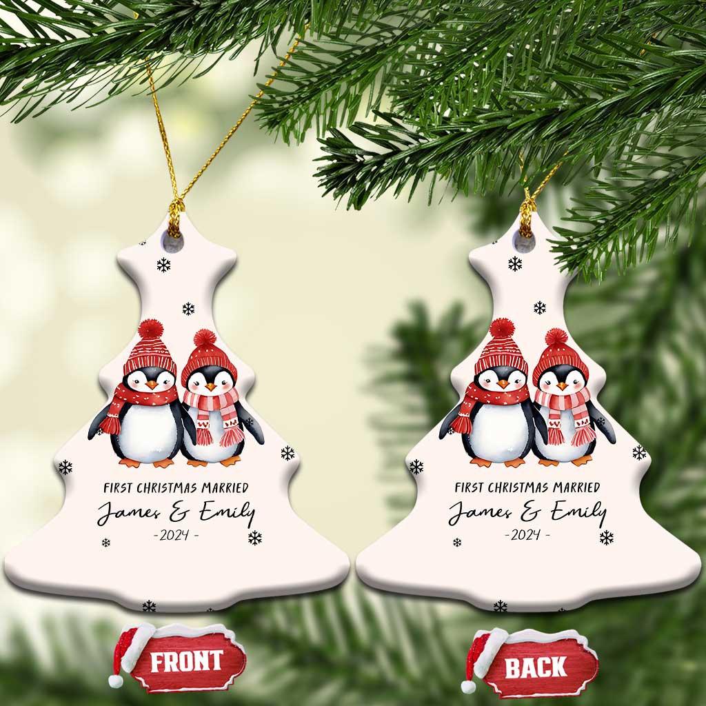Personalised First Xmas Married Christmas Ornament Custom Name 2024 Keepsake Wedding Gifts for Couple Her or Him TS10