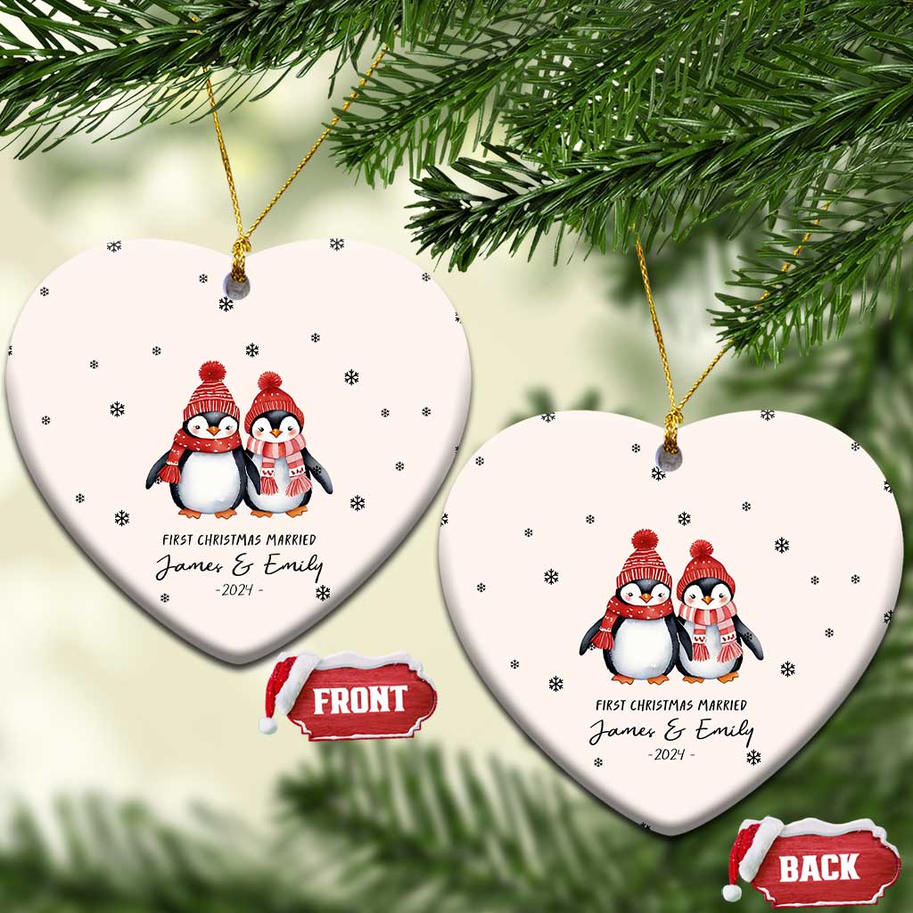 Personalised First Xmas Married Christmas Ornament Custom Name 2024 Keepsake Wedding Gifts for Couple Her or Him TS10