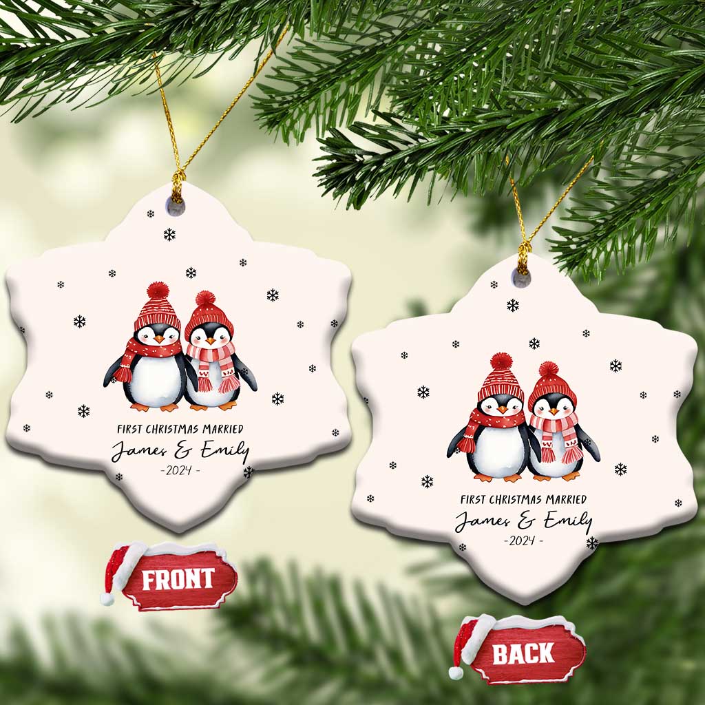 Personalised First Xmas Married Christmas Ornament Custom Name 2024 Keepsake Wedding Gifts for Couple Her or Him TS10
