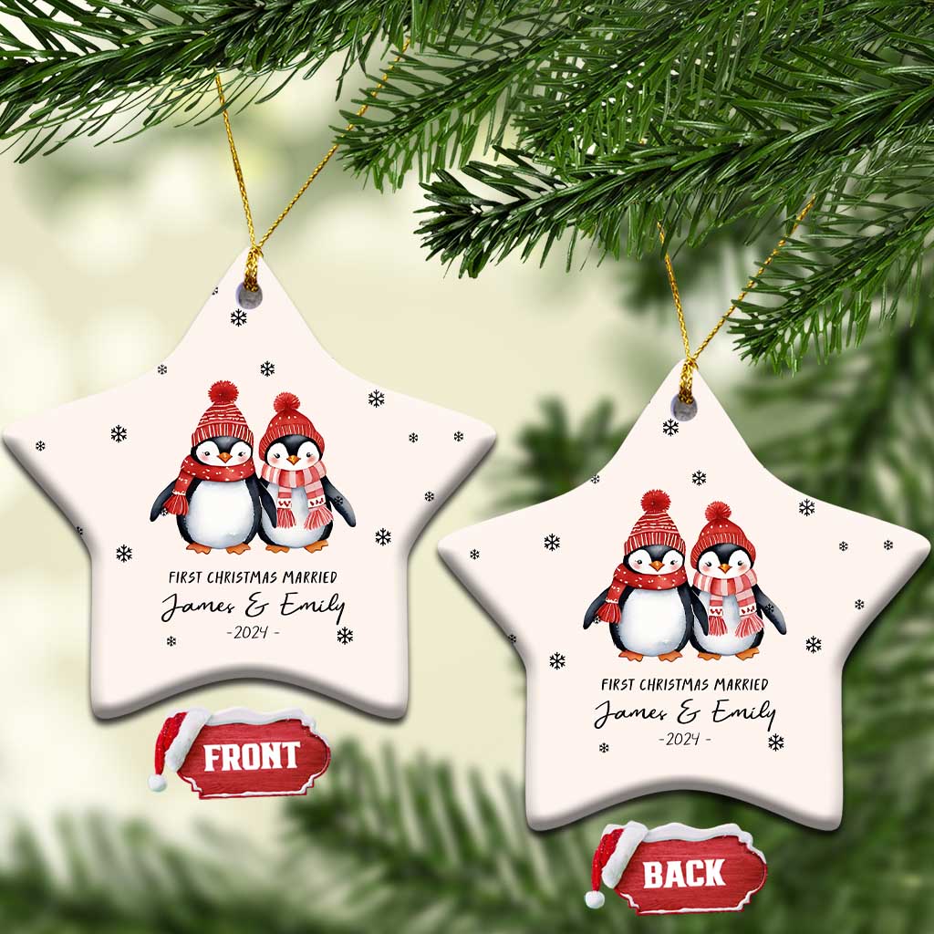 Personalised First Xmas Married Christmas Ornament Custom Name 2024 Keepsake Wedding Gifts for Couple Her or Him TS10