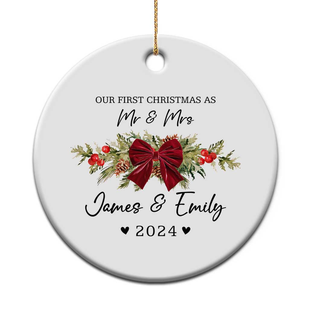 Personalised First Xmas as Mr & Mrs Christmas Ornament Custom Name Keepsake Wedding Gifts for Newlywed Couple TS10