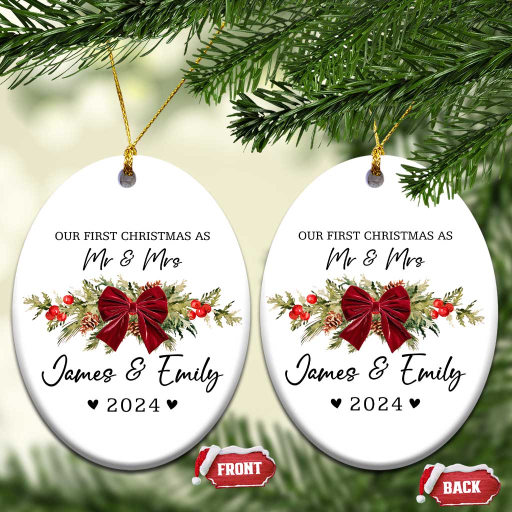 Personalised First Xmas as Mr & Mrs Christmas Ornament Custom Name Keepsake Wedding Gifts for Newlywed Couple TS10