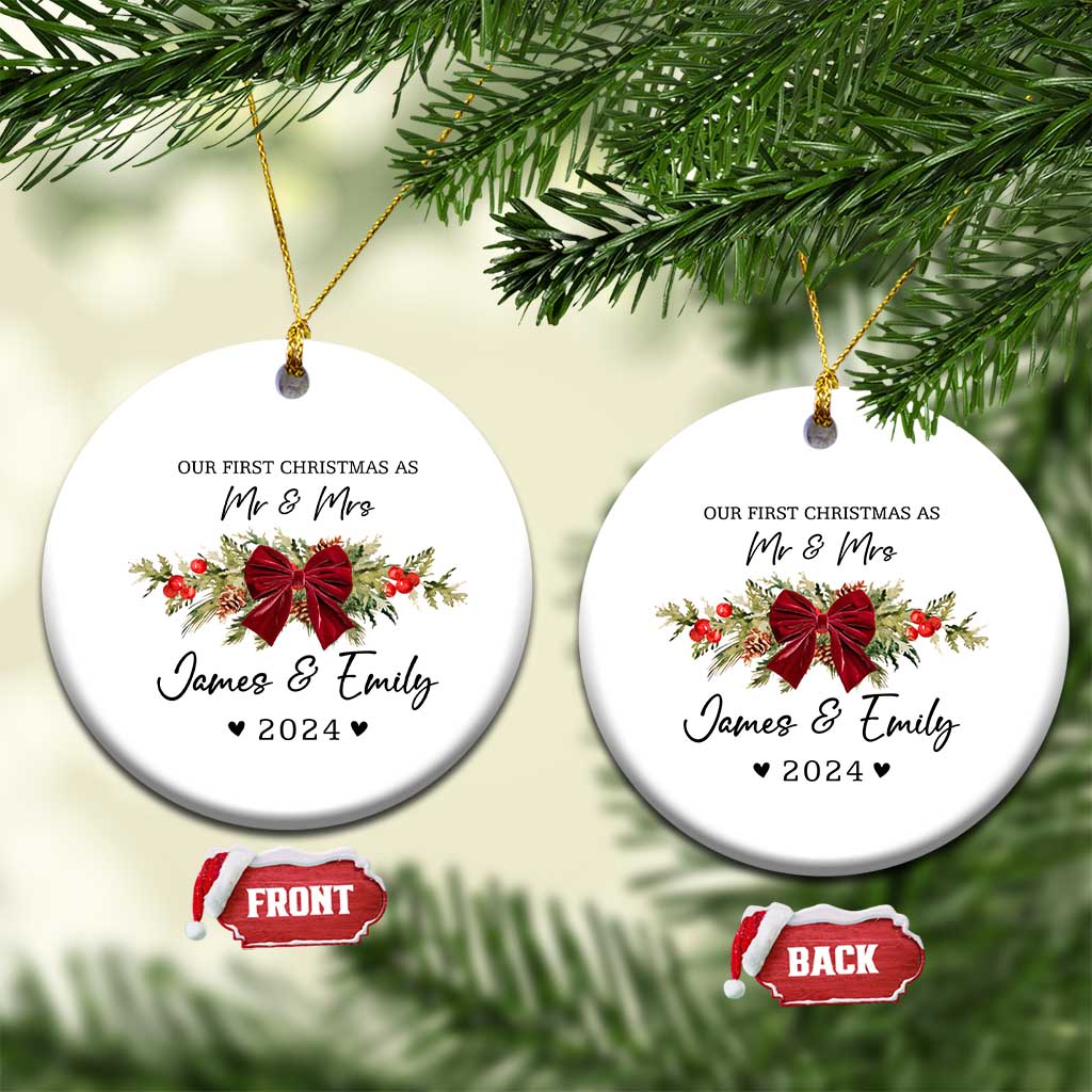 Personalised First Xmas as Mr & Mrs Christmas Ornament Custom Name Keepsake Wedding Gifts for Newlywed Couple TS10