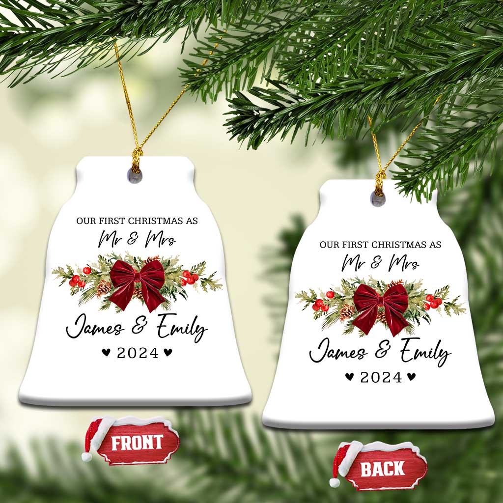 Personalised First Xmas as Mr & Mrs Christmas Ornament Custom Name Keepsake Wedding Gifts for Newlywed Couple TS10